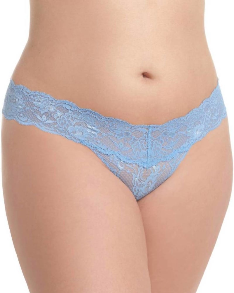 Front of a model wearing a size L/XL Never Say Never Cutie Thong Panty in Jewel Blue in Jewel Blue by Cosabella. | dia_product_style_image_id:363200